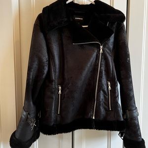 Express womens black Sherling coat